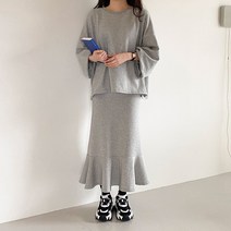 아모르데이 여성용 휴펜머메이드세트 상하의 벌룬 맨투맨 티셔츠 프릴 스커트 SET