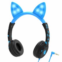 아이클레버 어린이 헤드폰 LED + 파우치, 블루, iclever kids Headphones series