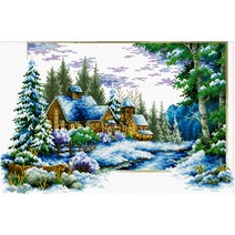 조이십자수 11카운트 십자수 프린트 패키지 세트 70504 winter lane, 1세트, 혼합색상