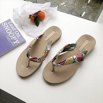 더플로우컴퍼니 샤랄라 패턴 스트랩 포인트 해변의 여인 쪼리 슬리퍼