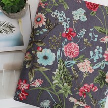 베드앤데코 린넨 플로럴 패턴 패브릭원단, 아이리스차콜