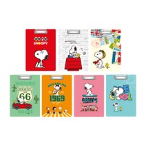 피너츠 스누피 colorful 클립보드 7종 세트, red, white, ivory, green, orange, pink, sky, 1세트