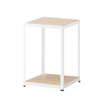 슈랙엣홈 스탠드 선반 2단 600 x 400 x 900 mm, 프레임(화이트), 목재선반(우드 + 화이트)