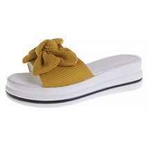 마켓A 스폰지 통굽 니트 리본 슬리퍼