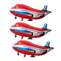 와우파티코리아 비행기 은박풍선, 레드, 3개