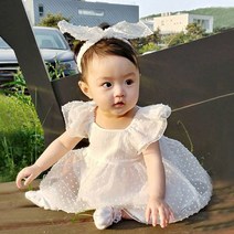 아이엠베베 여아용 아이린 백설 여름 원피스 + 머리띠 세트
