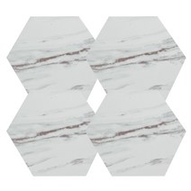 블럭마트 대리석무늬 컵받침대 육각형 4p, 화이트