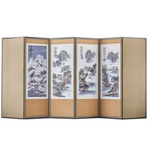 남원목기공예사 미니멀 옥 추사 산수화 비단 병풍, 1세트