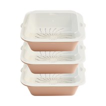 이지앤프리 큐브 콜랜더 채반 보관 샐러드 용기 1.5L x 3p, 오트밀