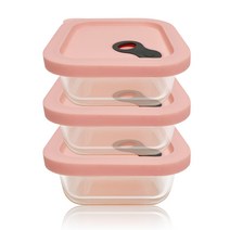 파미레 실리콘 오븐 글라스 밀폐용기 미디움 정사각 310ml x 3p, 1세트, 단품
