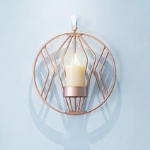 제이씨피 벽걸이 모던 라운드 캔들 홀더, 핑크
