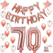 파티쇼 컨페티 홈파티칠순 생일풍선세트, 로즈골드