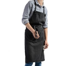 남녀공용 데님 앞치마 X타입, 그레이, 1개