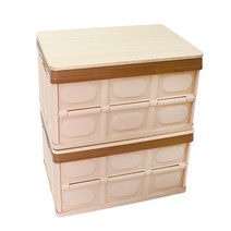 일루와 접이식 우드 캠핑 테이블 폴딩박스 2p + 우드상판 세트, BEIGE
