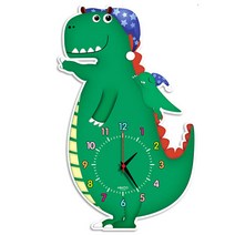 이지플 우드 캐릭터 무소음 벽시계, 공룡2