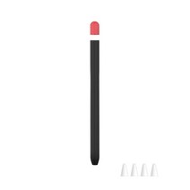뷰씨 애플펜슬 2세대 듀오 실리콘 케이스 + 펜촉 보호캡 D타입 4p 세트, 블랙, 1세트