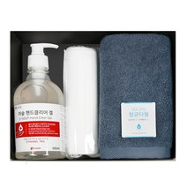 송월타월 클린항균무지 세면타월 150g 30수 면사 + 이숲 핸드클리어 겔 500ml + 마스크 10p 세트, 랜덤발송, 1세트