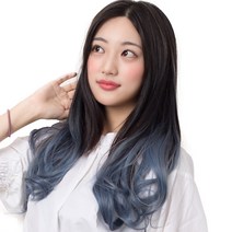 준 투컬러 웨이브 붙임머리 50cm 130g, 블랙 + 애쉬블루, 1개
