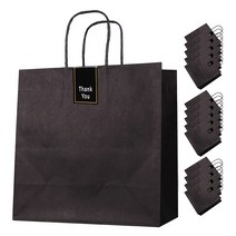 블랙 종이 쇼핑백 15p + 롱 스티커 15p 세트, 4호