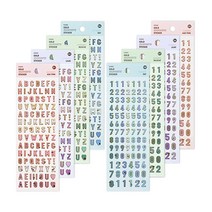 아이코닉 금테 알파벳 숫자 스티커 8종 세트, 혼합색상, 1세트
