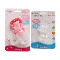 맘스베이비 과즙망 + 리필 1단계 2p 세트, 핑크, 1세트