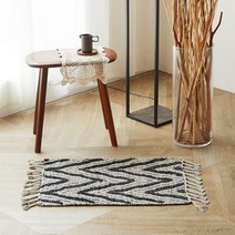 라뽐므 코튼 핸드메이드 아그라 러그 매트, 그레이