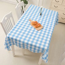 알럽홈 컬러체크 웨이브 정사각형 식탁보, 스카이블루, 90 x 90 cm