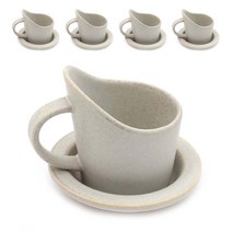 달소금 예쁜 도자기 싱글 종이컵 홀더 받침 5p세트, 크림화이트 무광