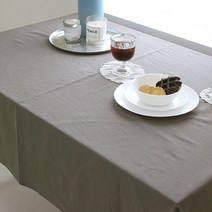 바이지미 코지 린넨 테이블보, 그레이, 4인(170 x 120 cm)