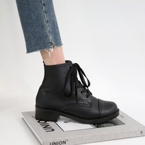 단골언니 여성용 해미 가벼운 베이직 가죽 미들 워커