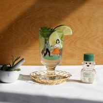 빈티지 일러스트 유리잔 230ml, 워크투게더, 2개