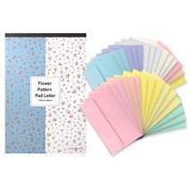 투영디자인 파스텔 편지봉투 랜덤발송 30p + 플라워 패드 편지지, 블루, 1세트