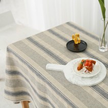 레브라이프 햄프 린넨 스트라이프 식탁보, 네이비, 2인용