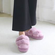 벨라노이 여성용 따뜻하고 푹신한 보석띠 통굽 털슬리퍼 5cm