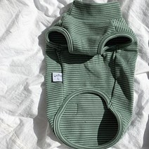 유앤펫 강아지 잔 스트라이프 폭닥 나시, 그린