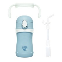 푸고 프리미엄 진공단열 빨대컵 블루 280ml TKFB-280S + 양손잡이 핸들 + 빨대 리필 세트, 1세트