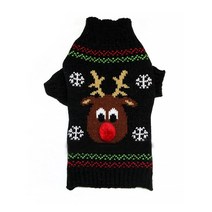 알럽펫 크리스마스 루돌프 강아지 스웨터, 블랙