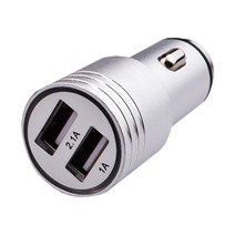 슈프림 2 포트 3.1A USB 차량용 충전기, SP-700, 실버