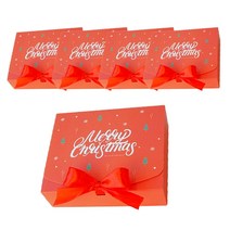 도나앤데코 크리스마스 직사각 포장 상자 중 5p + 리본 5p, 노엘 레드, 1세트