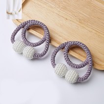 알럽홈 진주알 자석 커튼 타이백 49cm, 퍼플, 2개