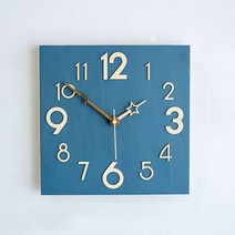 서운아트 밤하늘 무소음 원목 벽시계 B타입, 블루