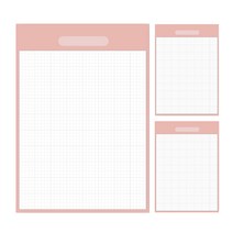 A4 노트패드 모눈 대용량 떡메모지 100p, 핑크, 3개