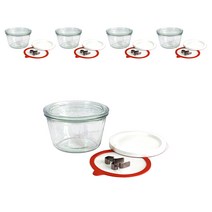WECK 유리 저장병 기본형 No 741 370ml + 고무링 + 클립 2p + PE뚜껑, 5세트