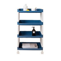 키밍 간단조립 이동식 트롤리 4단, 블루화이트