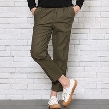 남성용 핀턱 피그먼트 5858 뒷밴딩 9부 면팬츠