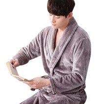 이경희 남성용 극세사 가운 L, 그레이, 1개