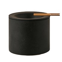 심플 매트 홀 커버 재떨이, 블랙, 1개