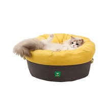 페스텝 고양이 숨숨집 사계절용 호박방석, 옐로우 + 챠콜