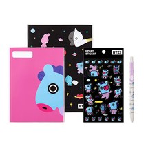 BT21 스쿨링 노트 2종 + 젤펜 + 에폭시 스티커 세트, 망, 1세트