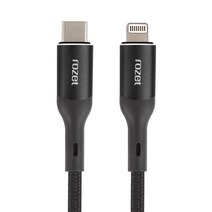 rozet C타입-8핀 고속충전 PD 케이블 RX-7380, 1.2m, Black